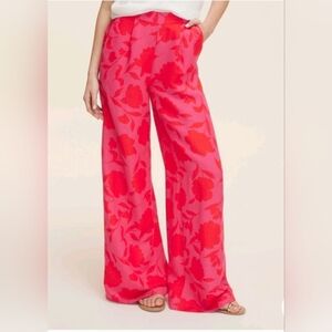 Kate Spade Red Floral Wide-Leg Pants
